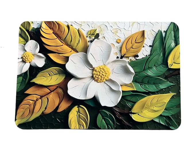 White Flower Water Absorbent Mat