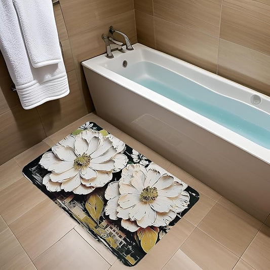 Two White Flowers Water Absorbent Mat