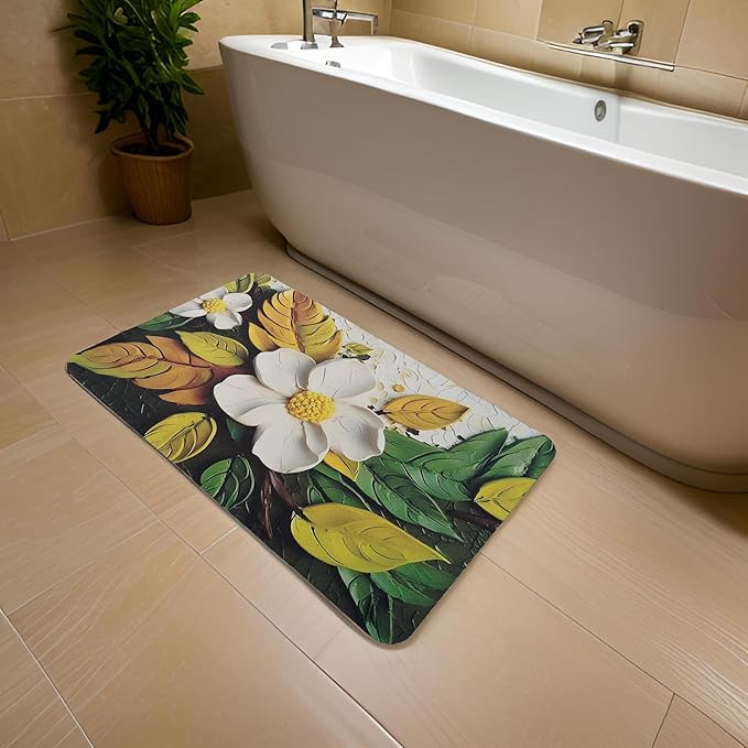 White Flower Water Absorbent Mat