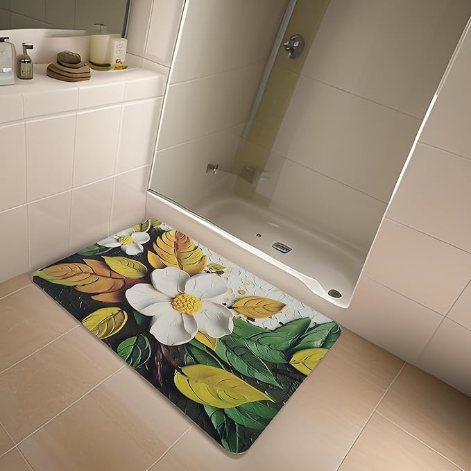 White Flower Water Absorbent Mat