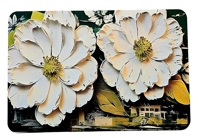 Two White Flowers Water Absorbent Mat